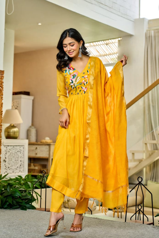 Premium Mal Chanderi 3-piece Suit