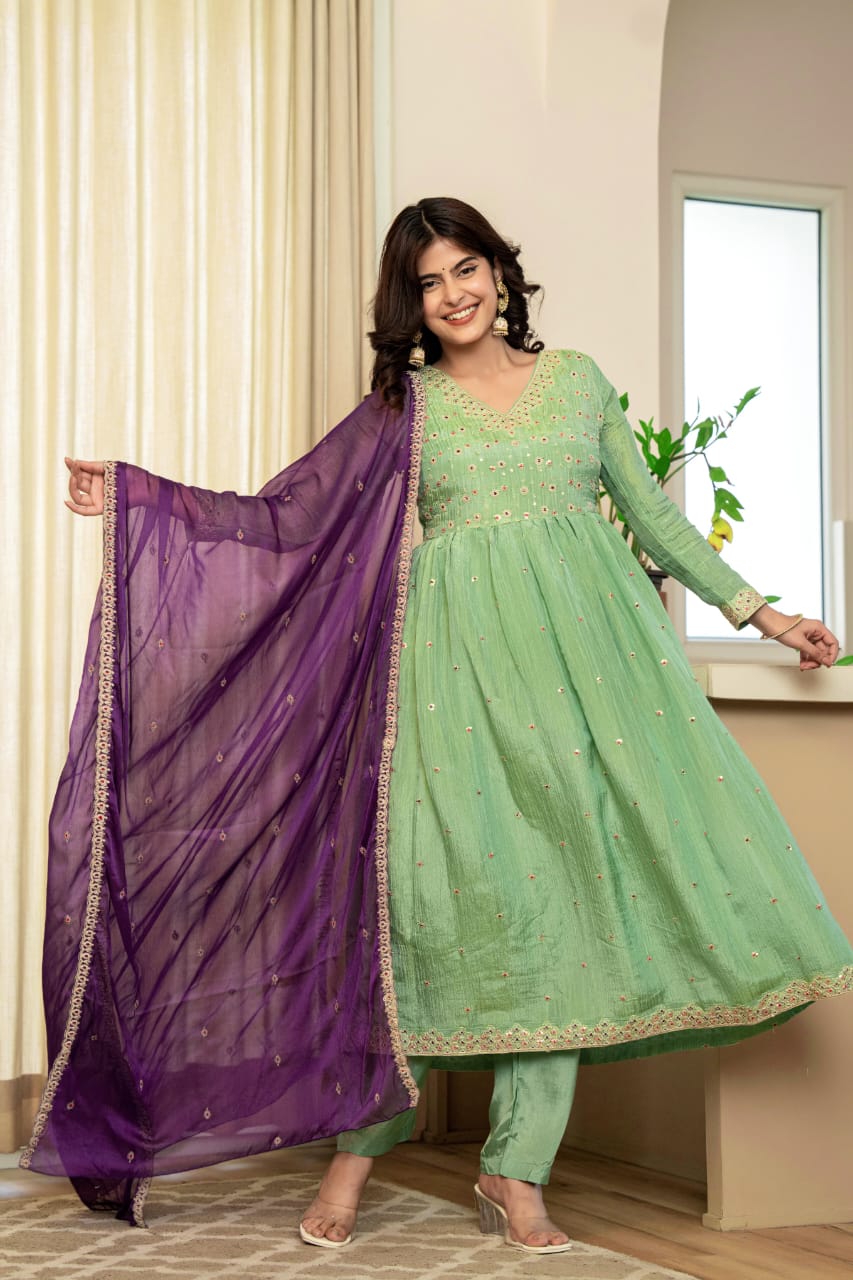 Mal Chanderi 3-piece Suit Set