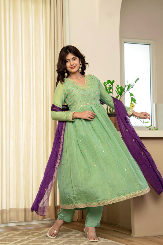 Mal Chanderi 3-piece Suit Set